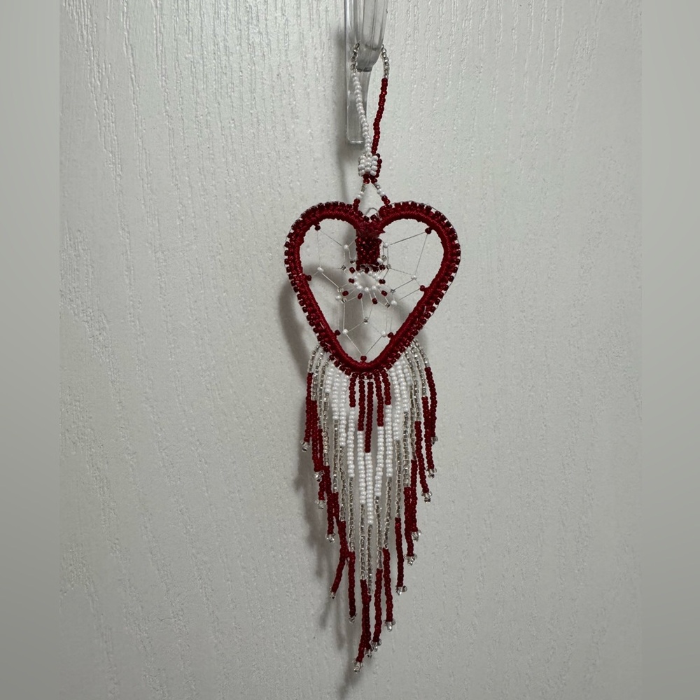 Huichol Beaded Heart Dreamcatcher